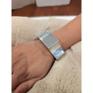 Taxco Sterling Silver Cuff Bracelet – 925 Mexico – Bold Sculptural – 2.316 oz